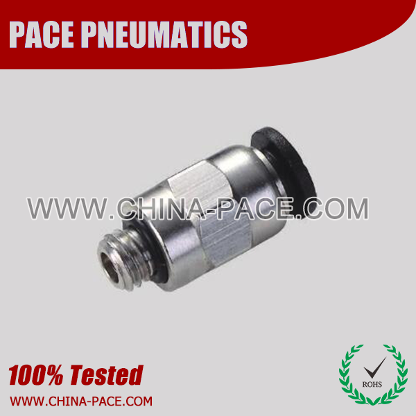 Compact Male Straight One Touch Fittings,Compact One Touch Fitting, Miniature Pneumatic Fittings, Air Fittings, one touch tube fittings, Pneumatic Fitting, Nickel Plated Brass Push in Fittings